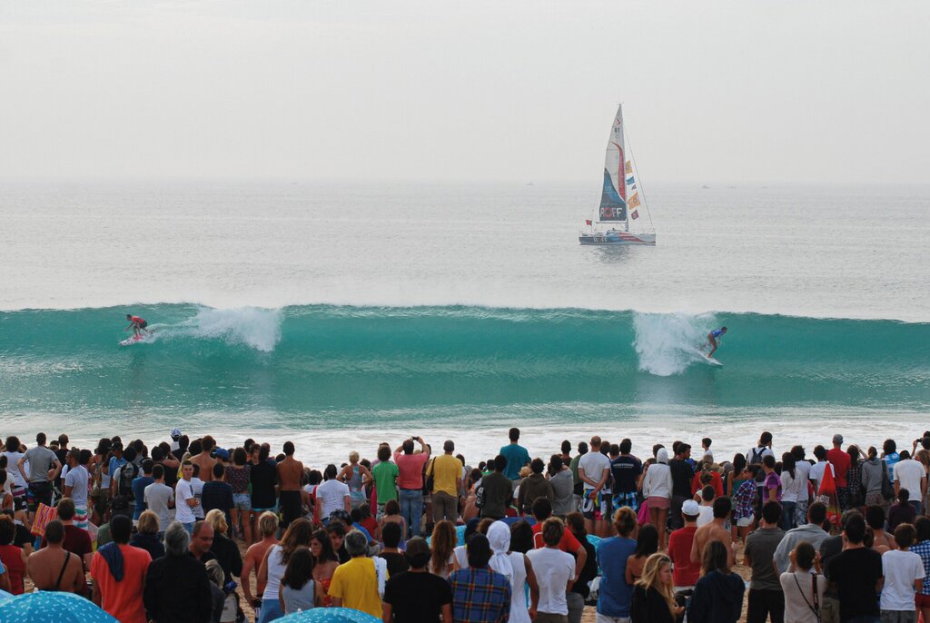 Praia de M&eacute;d&atilde;o-Supertubos durante a etapa nacional da World Surf League, 2011