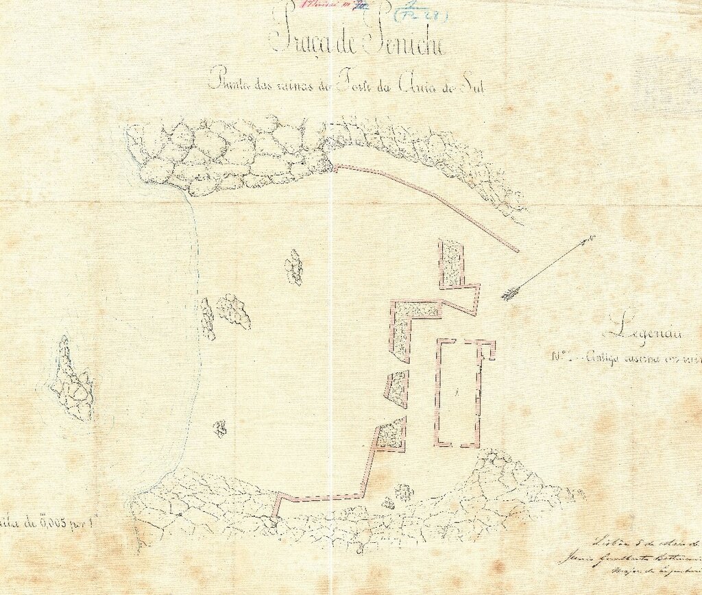 Praça de Peniche: planta das ruínas do Forte da Areia do Sul, por Junio Gualberto Bettencourt Rodrigues, Major de Engenharia, 1885