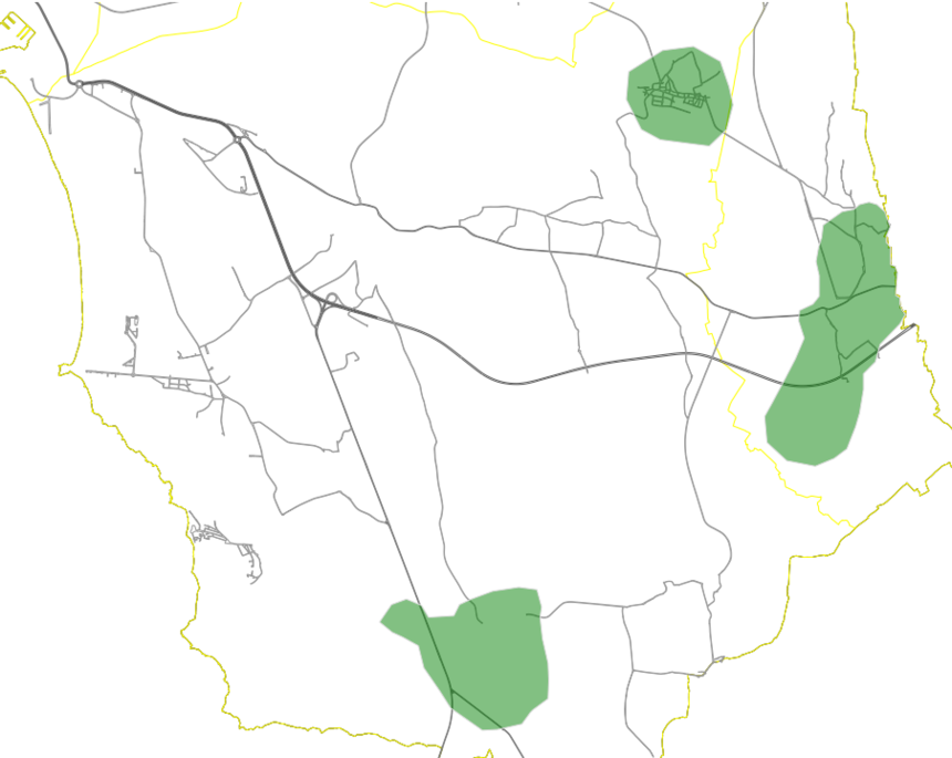 Figura 7 - Circuito 5 - &Aacute;rea geogr&aacute;fica: Alto Ver&iacute;ssimo, Bufarda, Serra d&rsquo;El Rei, Casais de Mestre Mendo &ndash; malha urbana